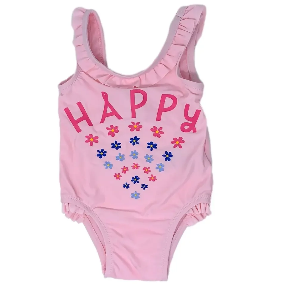 🌸 New Happy Pink Floral Ruffled One Piece Swimsuit 🌸